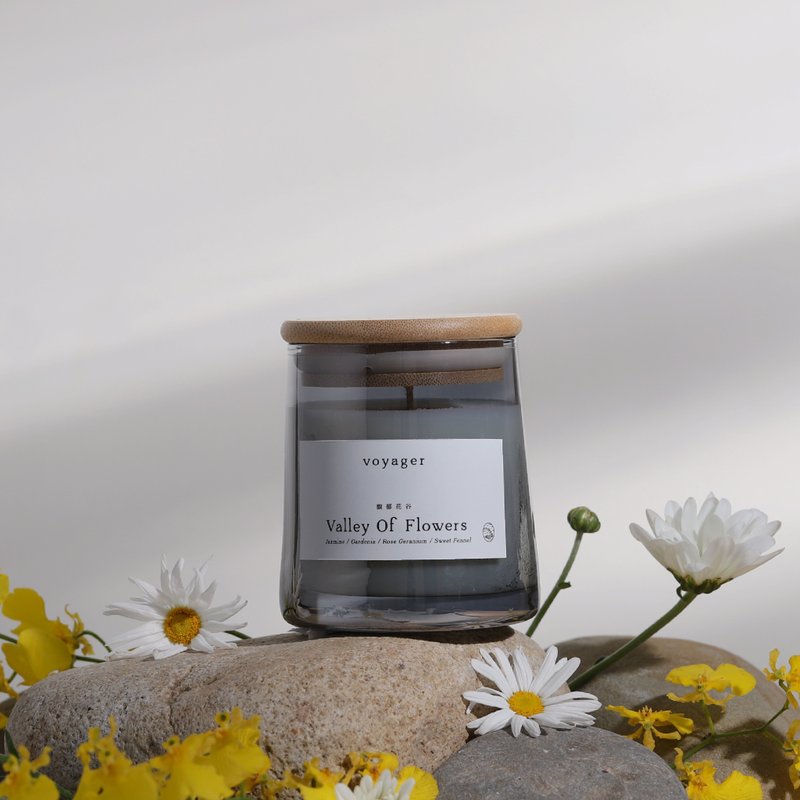 Flower Three | Fragrant Flower Valley Natural Essential Oil Scented Candle | voyager - Candles & Candle Holders - Glass Gray