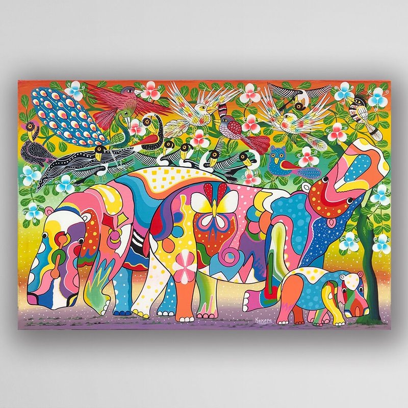 【U656 閃亮河馬家族 】非洲藝術空運來台/60x40cm - 海報/掛畫/掛布 - 其他材質 