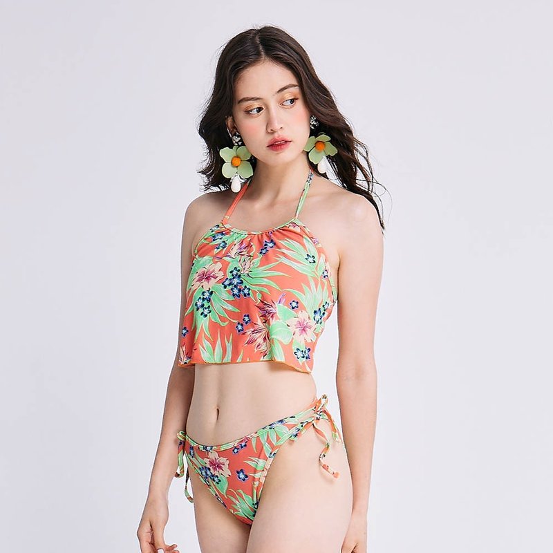 快速出貨  MIT 少女二件式泳裝 設計款 - 女泳衣/比基尼 - 尼龍 橘色