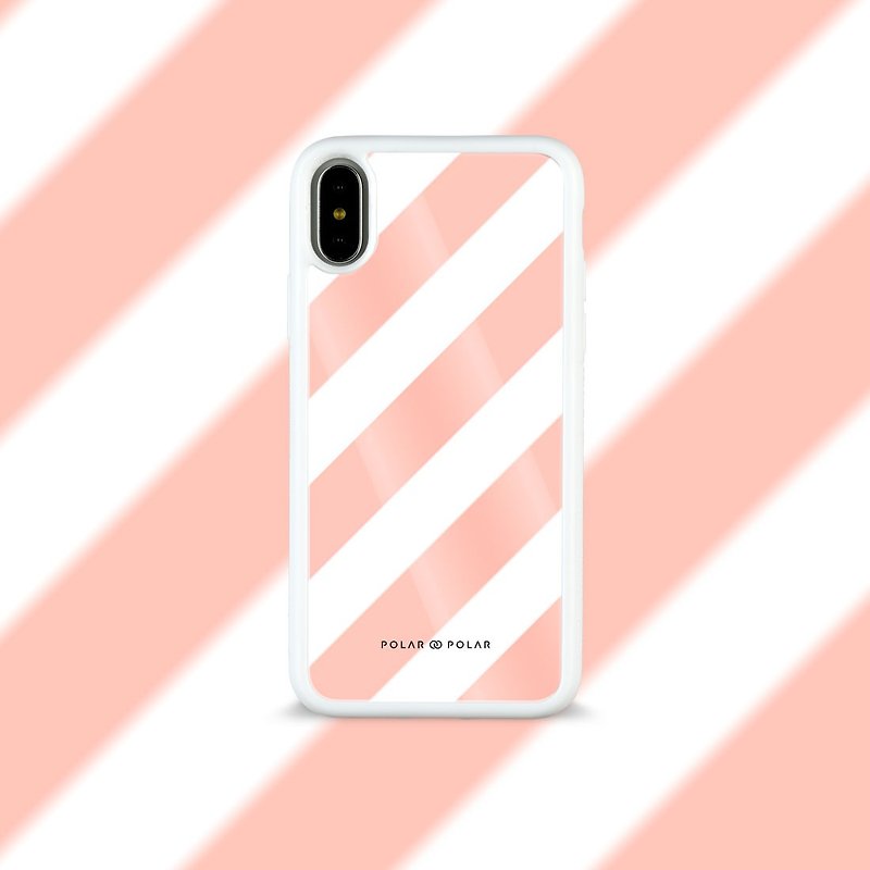 淺粉紅色斜紋 iPhone 鋼化玻璃手機殼 - 手機殼/手機套 - 塑膠 