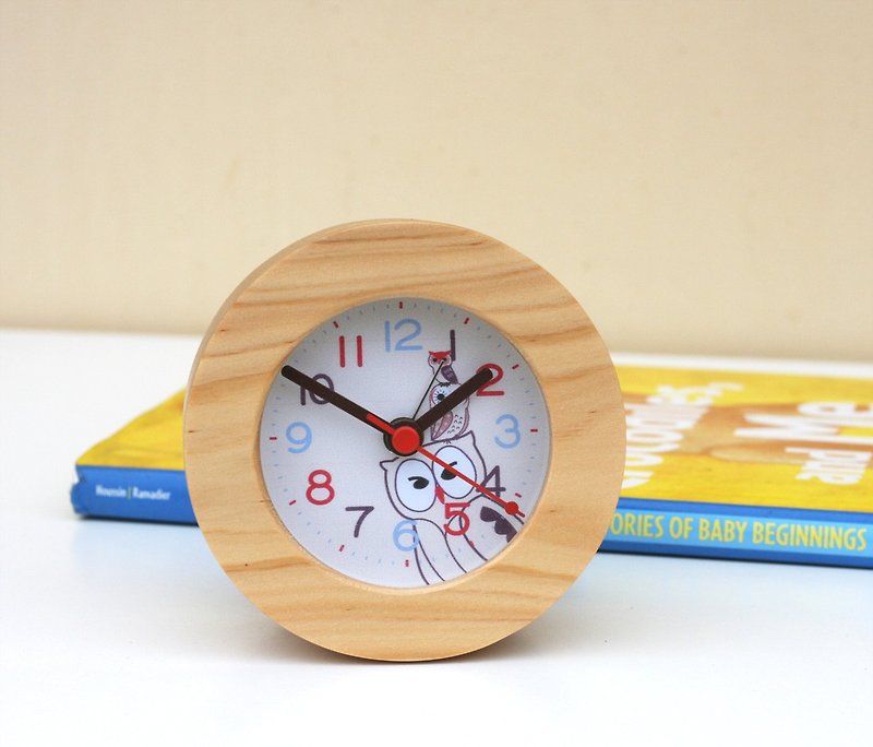 貓頭鷹疊羅漢 圓木鬧鐘 - 時鐘/鬧鐘 - 木頭 