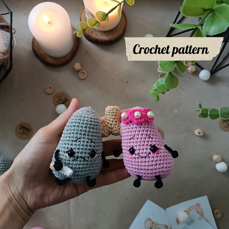 Crochet pattern lungs, amigurumi lungs, anatomical lungs crochet pattern - 手工藝教學/工具書 - 其他材質 