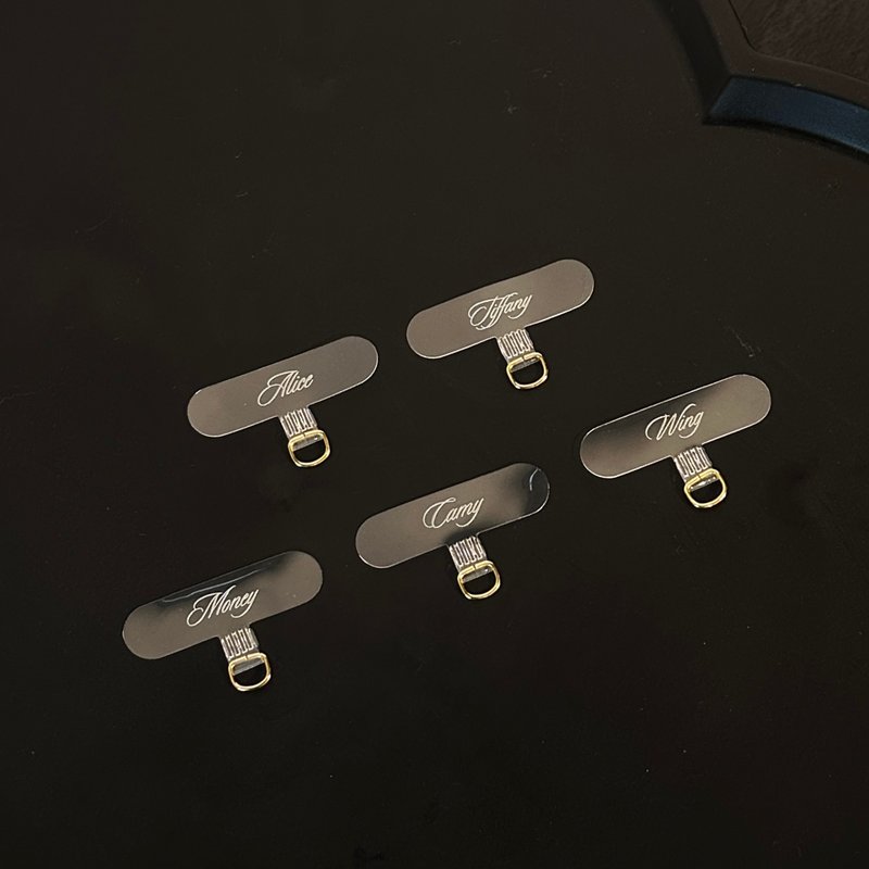 Name customized portable mobile phone lanyard fixing piece/clip - Phone Accessories - Plastic Black