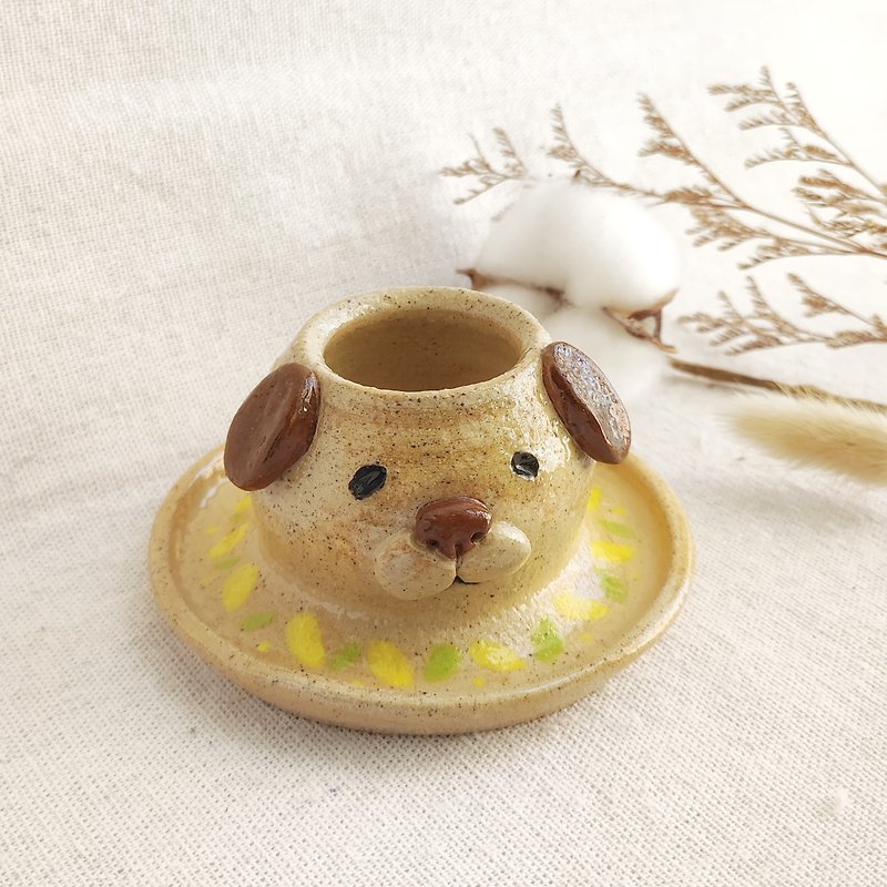 Animal Ceramic Incense Holder/ Incense Holder - Brown Puppy - Fragrances - Pottery Brown