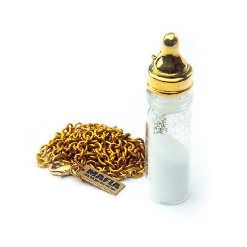 Nursing bottle in brass color ,Rocker jewelry ,Skull jewelry,Biker jewelry - Necklaces - Other Metals 