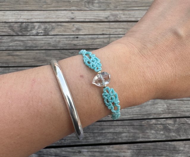 230111 マクラメ南米蝋糸キラキラダイヤモンドブレスレット - ショップ