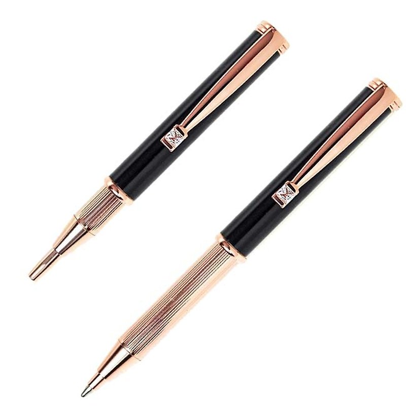 ARTEX Elegant Retractable Ball Pen Rose Gold/Black Tube - Ballpoint & Gel Pens - Crystal Black