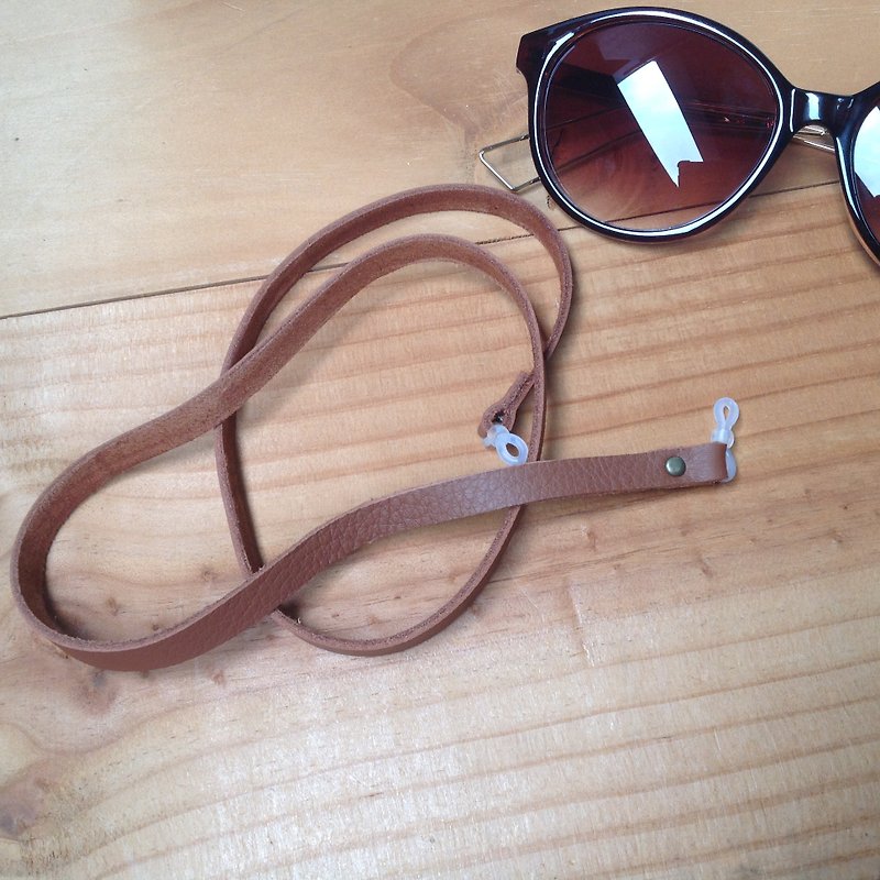 Glasses Strap Glasses Chain Sling Lanyard Leather Rope Leather Sunglasses Leather-Brown - สร้อยคอ - หนังแท้ สีนำ้ตาล