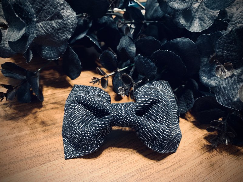 Hand-made bow tie∣gentleman∣wenqing∣dating accessories - Bow Ties & Ascots - Cotton & Hemp Blue