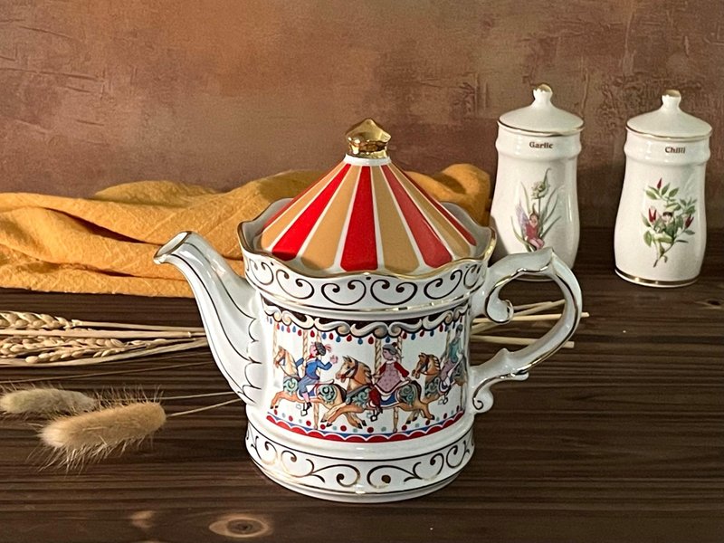 British bone china Sadler carousel teapot, coffee pot - ถ้วย - เครื่องลายคราม 