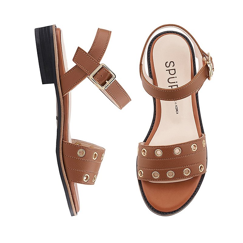 PRE-ORDER - SPUR Eyelet adornment MS7054 CAMEL - Sandals - Faux Leather 