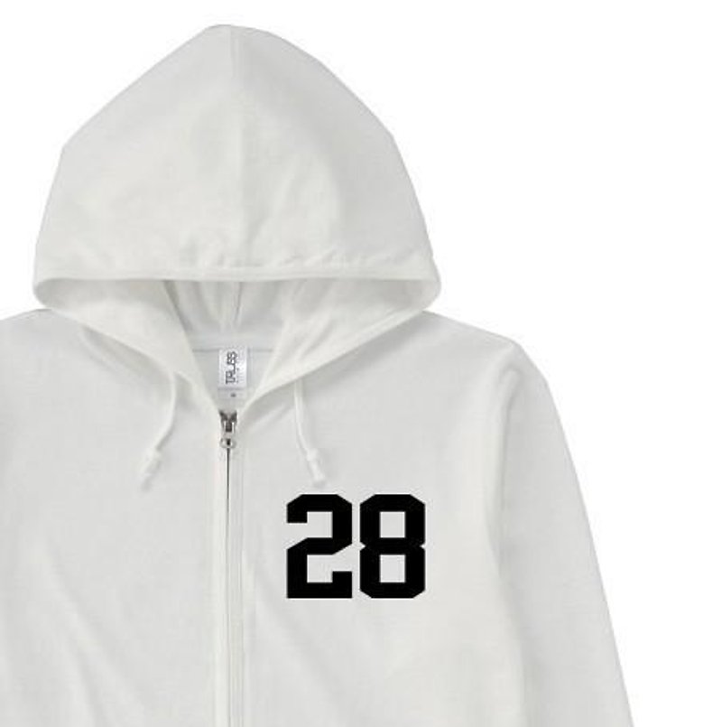 ★ T-shirt fabric ★ numbering 28 Parker [order product] - เสื้อฮู้ด - ผ้าฝ้าย/ผ้าลินิน ขาว