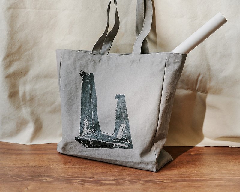 D&L DUMBO bag gray L - กระเป๋าแมสเซนเจอร์ - ผ้าฝ้าย/ผ้าลินิน สีเทา