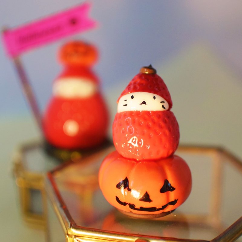 Halloweenカボチャ乗り苺ぼうや(チョコクリーム) - 擺飾/家飾品 - 黏土 紅色