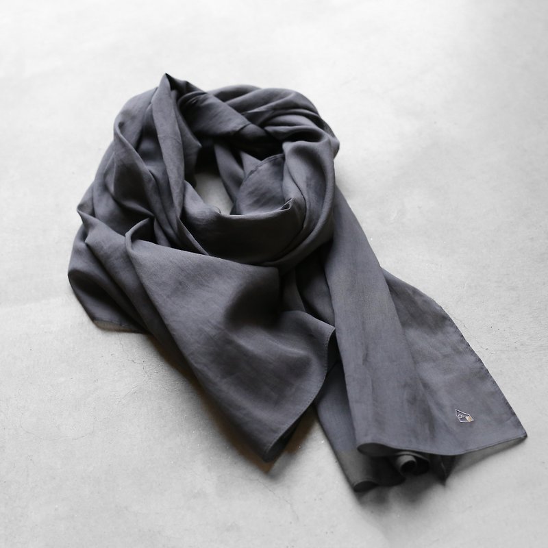 Karufwa cotton stole / Sumikuro - Scarves - Cotton & Hemp Black
