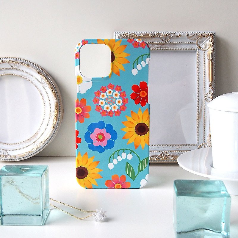 Plastic iPhone case - Summer flowers - - เคส/ซองมือถือ - พลาสติก สีน้ำเงิน