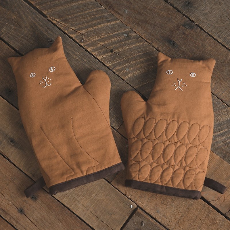 Hand-embroidered twins cat gloves (two for sale) - อื่นๆ - ผ้าฝ้าย/ผ้าลินิน 