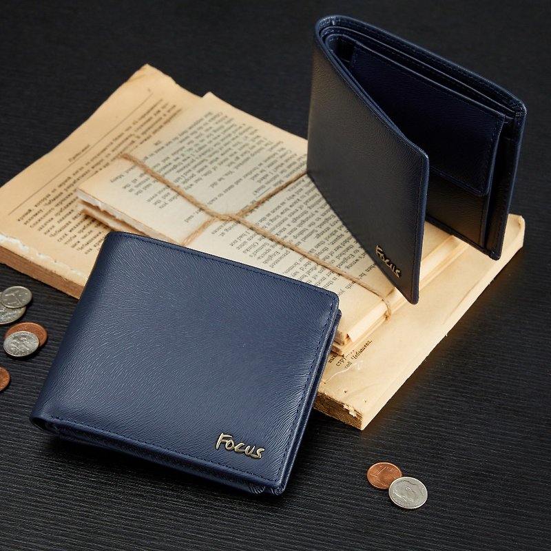 [Genuine leather men's short clip] RFID anti-theft men's wallet/simple 4-card coin bag men's short clip/wallet - กระเป๋าสตางค์ - หนังแท้ 