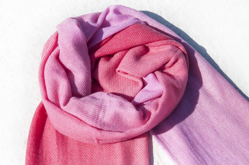 Cashmere/cashmere scarf/pure wool scarf shawl/ring velvet shawl-peach powder gradient - ผ้าพันคอถัก - ขนแกะ หลากหลายสี