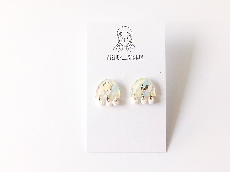 Candy Gemstone Series - Mugu ice hand painted ear ear hand earrings - Earrings & Clip-ons - Other Materials Multicolor