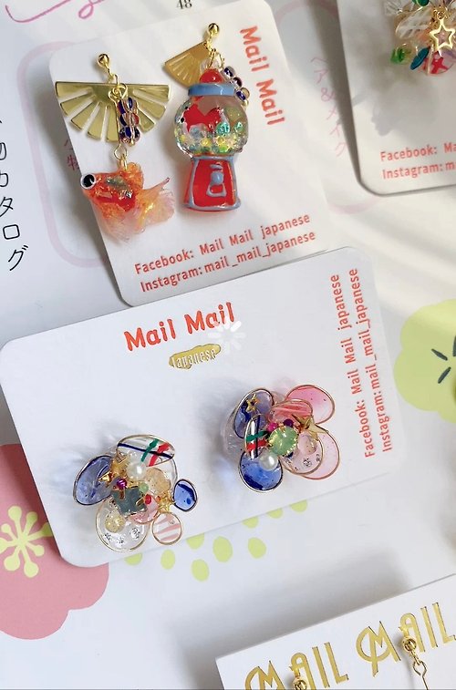 mail mail japanese 紅藍綠粉銅線花