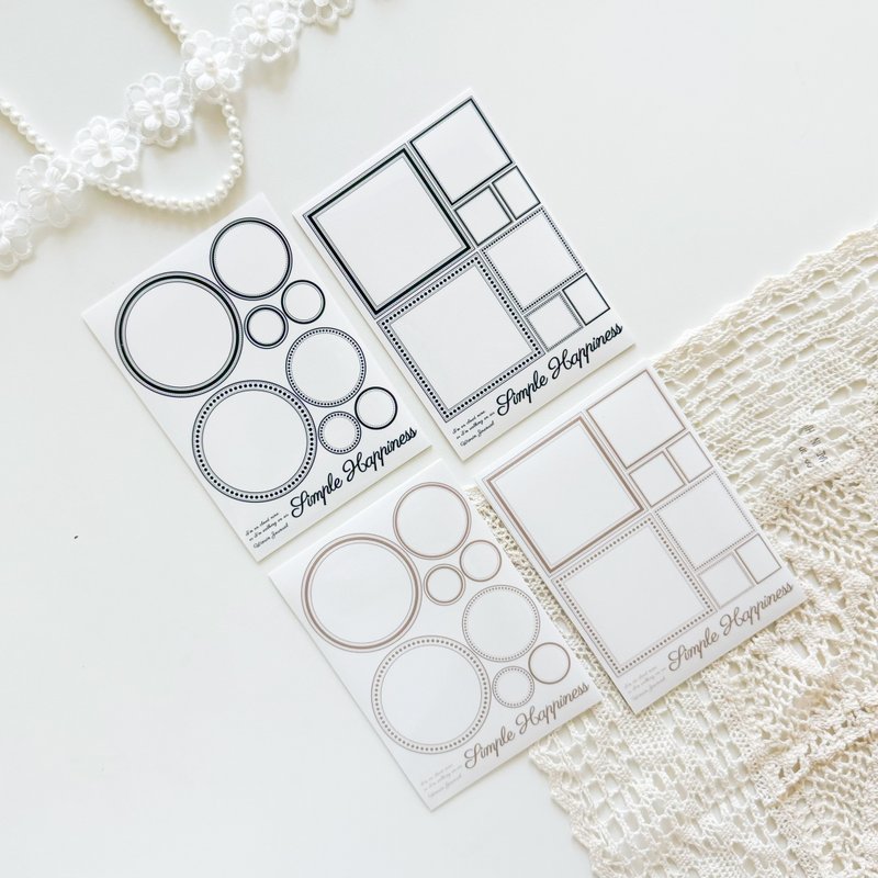 Basic square circle transparent stickers - 貼紙 - 紙 