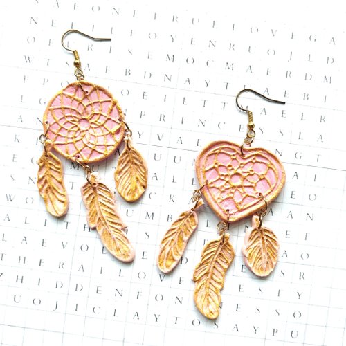 clay-to-say Dream Comes True - Dream catcher polymer clay earrings