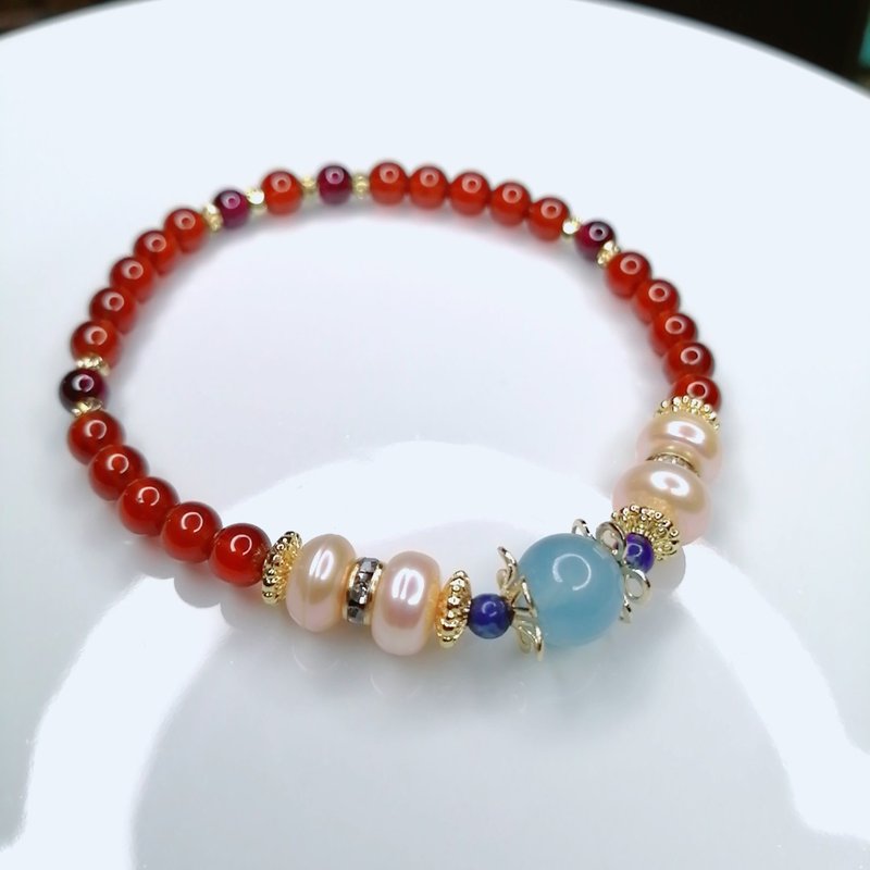 金銀財寶Jinyin caibao海藍寶/ 芬達石榴石 /青金石/珍珠 - 手鍊/手環 - 半寶石 