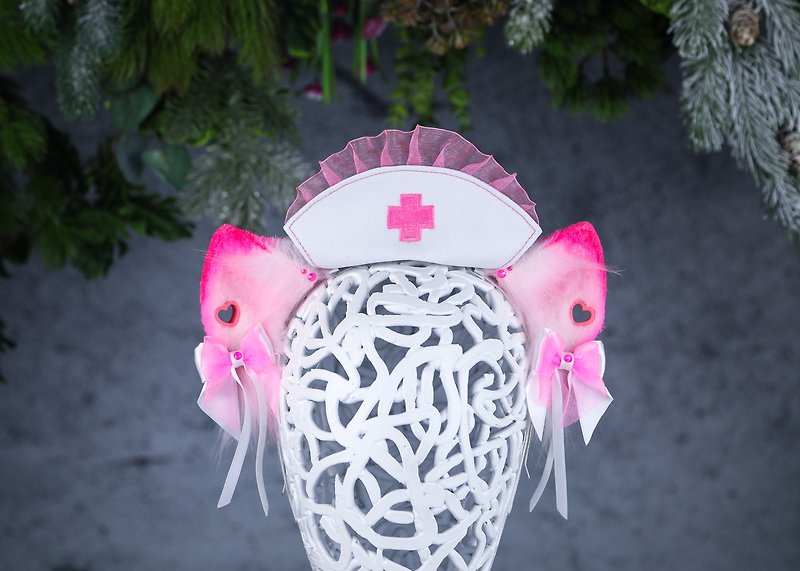 Pink Nurse Cat Ears - Hair Accessories - Other Man-Made Fibers Pink