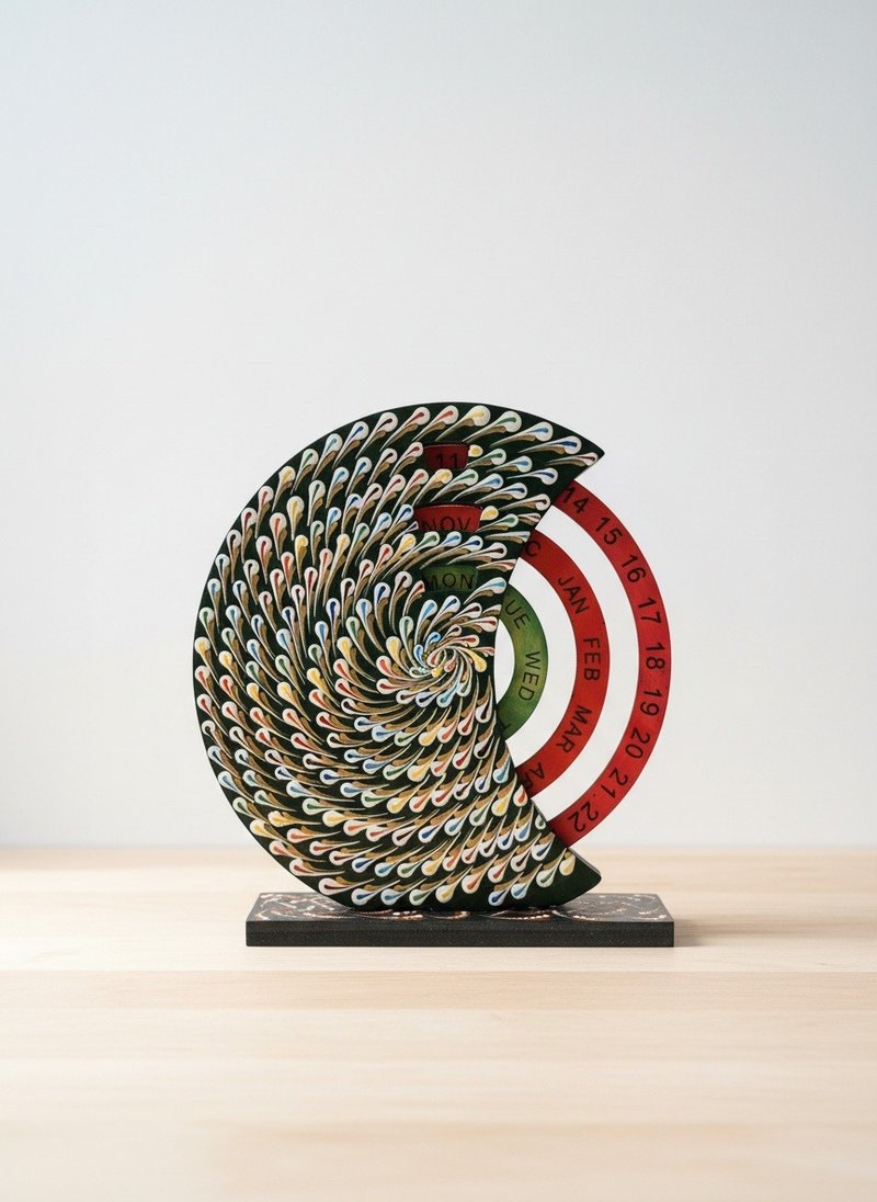 改變之輪・點點曼陀羅能量 未來時光機 年曆 萬年曆 - 擺飾/家飾品 - 木頭 