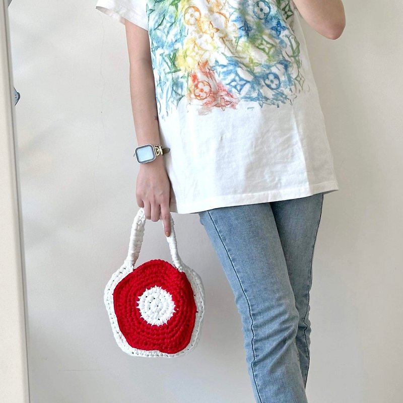 Flower handbag [Crochet bag] - กระเป๋าถือ - ผ้าฝ้าย/ผ้าลินิน 