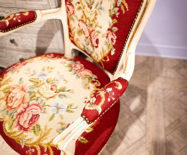 フランスのルイ15世の赤いサロンチェア - ショップ