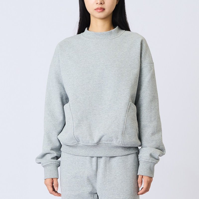 灰色重磅棉質套頭衫針織衫 衛衣  大學T - 女上衣/長袖上衣 - 棉．麻 灰色