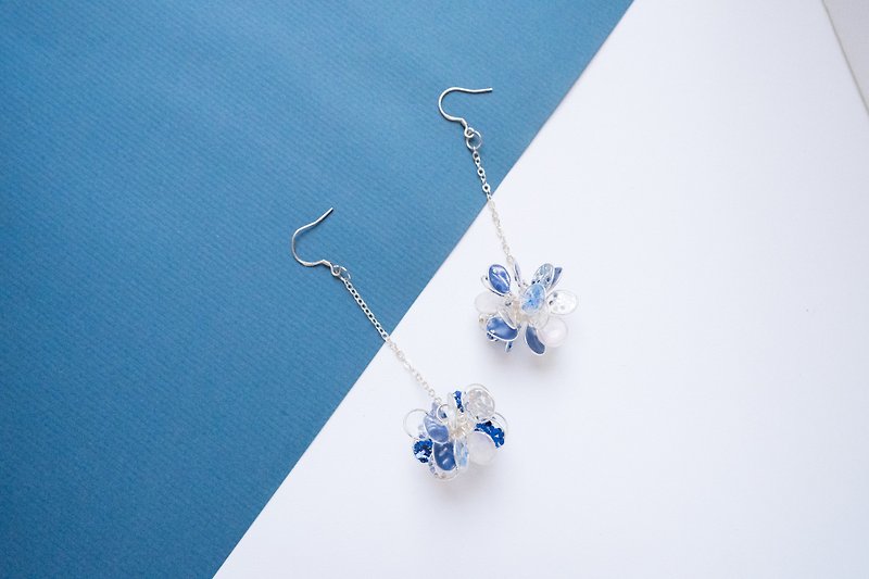 Ocean color drape light transparent resin earrings X hand-made earrings Xearring - Earrings & Clip-ons - Resin Blue