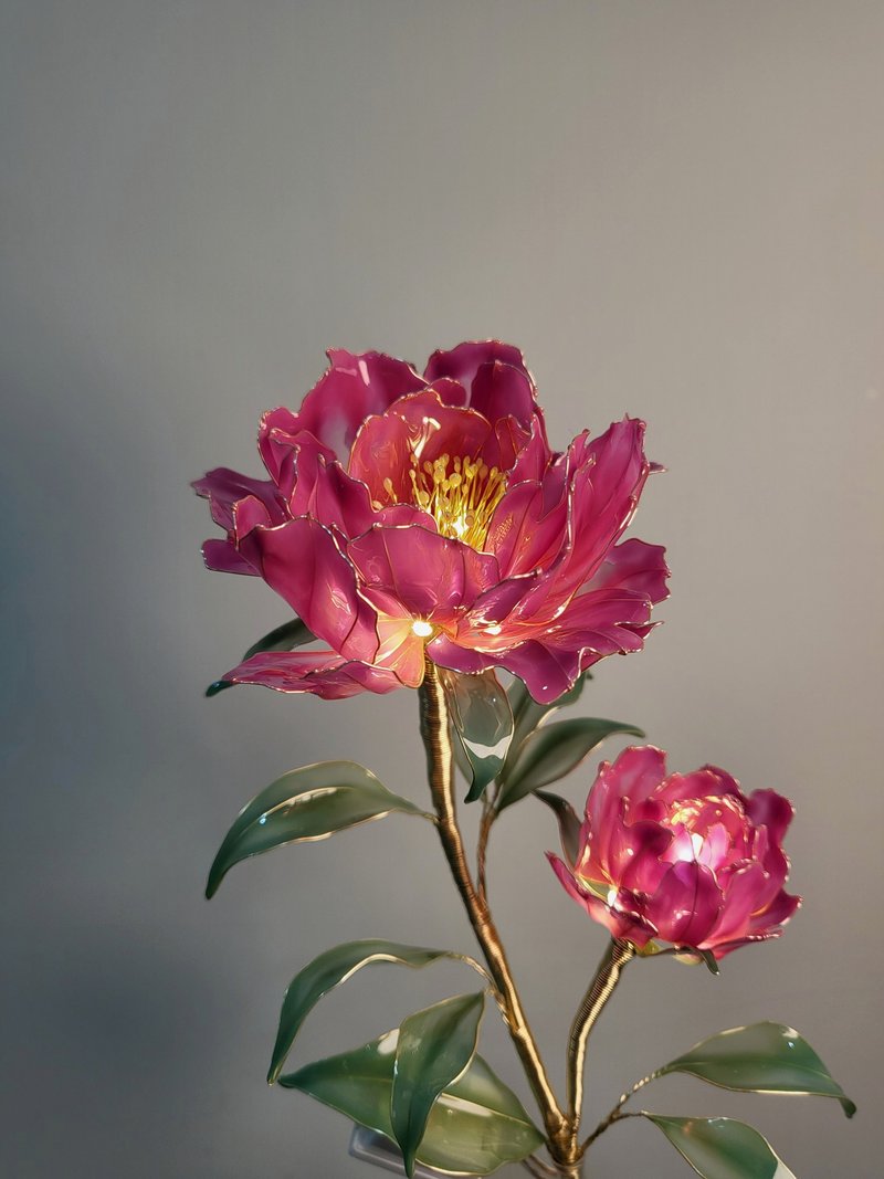 牡丹花【閒逛花間系列•沾浸藝術花燈】。小夜燈。生日禮物 - 燈具/燈飾 - 樹脂 
