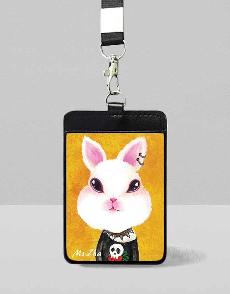 [Rock and roll white rabbit identification card set] Ms.zha animal illustrations - ที่ใส่บัตรคล้องคอ - หนังเทียม หลากหลายสี