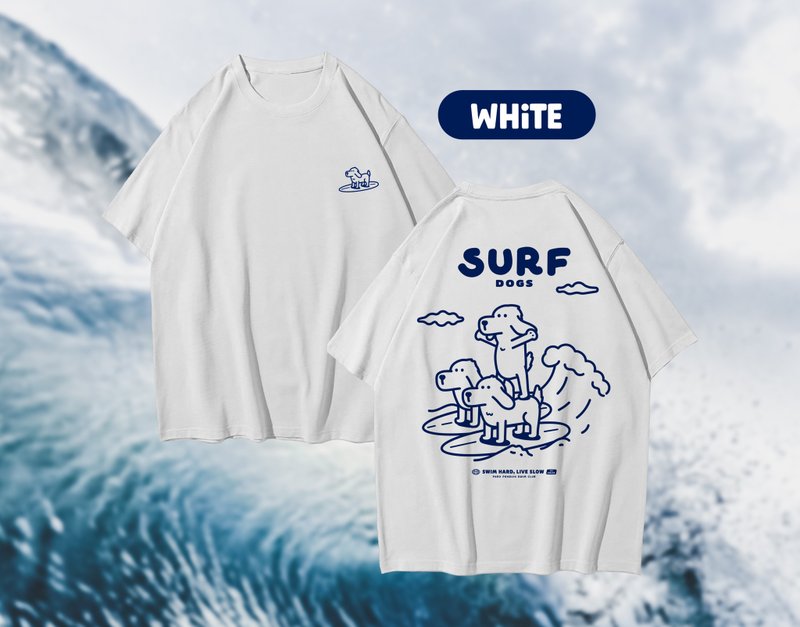 Surf Dogs Oversized Fit White T-Shirt (Pre-order) - 帽T/大學T - 棉．麻 白色