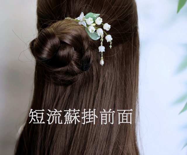 ヘアアクセサリー　ハンドメイド 犬 ヘアアクセサリー】 扇形 つまみ細工 フラワー 和風 ヘアピン