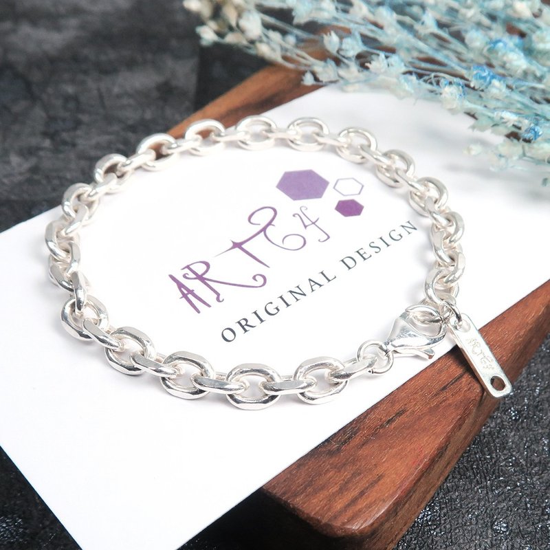 刻字訂製 純銀 方形稜角鍊 銀白款 (5.3mm) 925純銀手鍊 男生手鍊 - 手鍊/手環 - 純銀 銀色