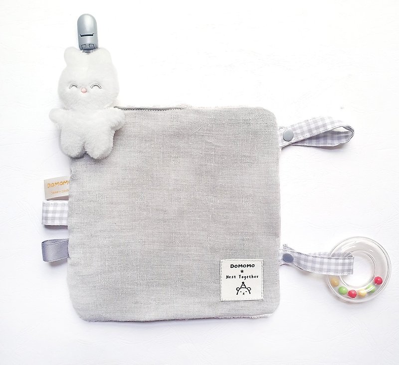 兔寶寶  安撫巾 2色  彌月禮 可加購繡字 客製化 - 圍兜/口水巾 - 棉．麻 灰色
