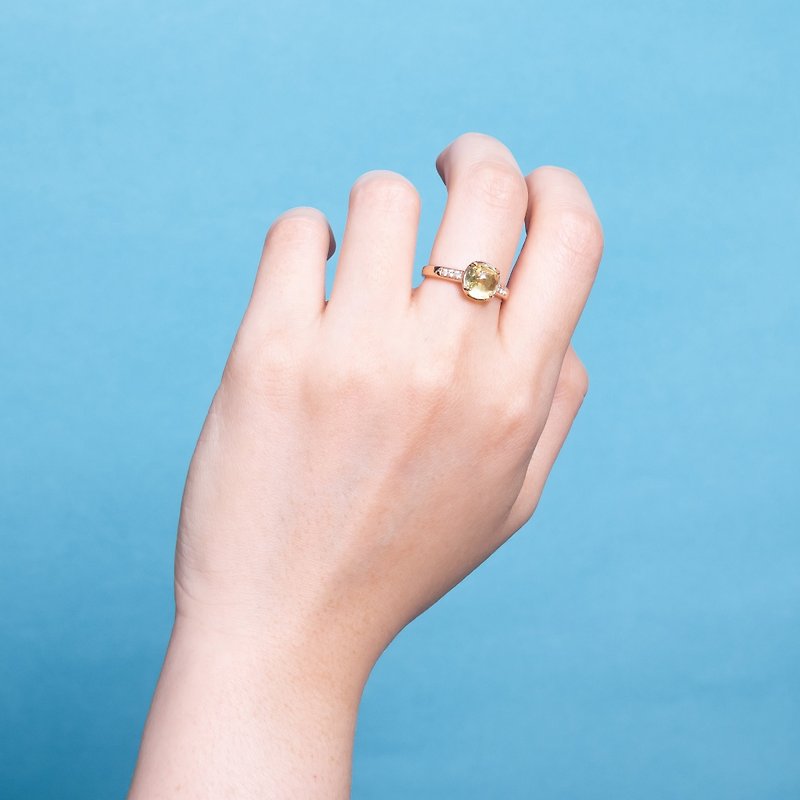Little Daydream Ring with Lemon Quartz (Rose Gold) - แหวนทั่วไป - เครื่องประดับพลอย สึชมพู