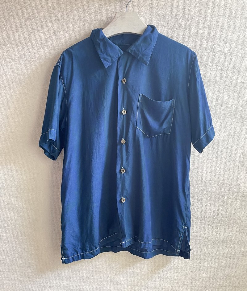 日本製 手染め 藍染 Aloha Shirts aizome japanblue　レーヨン素材 - 女襯衫 - 棉．麻 藍色