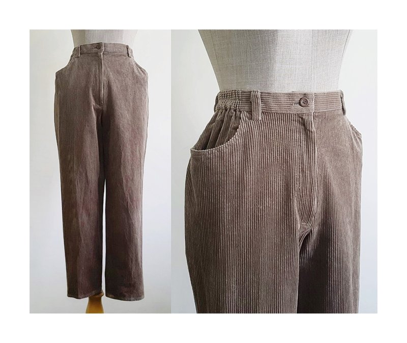 Vintage Brown Corduroy Pants - กางเกงขายาว - วัสดุอื่นๆ สีนำ้ตาล