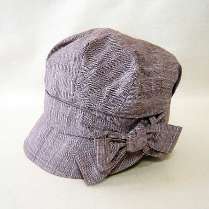 Tuck Double Brim news Boy cap (wine) PL1252wine - หมวก - ผ้าฝ้าย/ผ้าลินิน สึชมพู