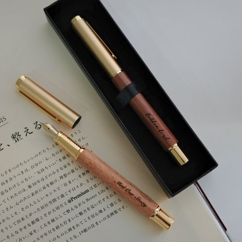 金雀文創禮品 【快速出貨】客製化鋼筆 花梨木鋼筆 附禮盒 商務用 文具用品 鋼