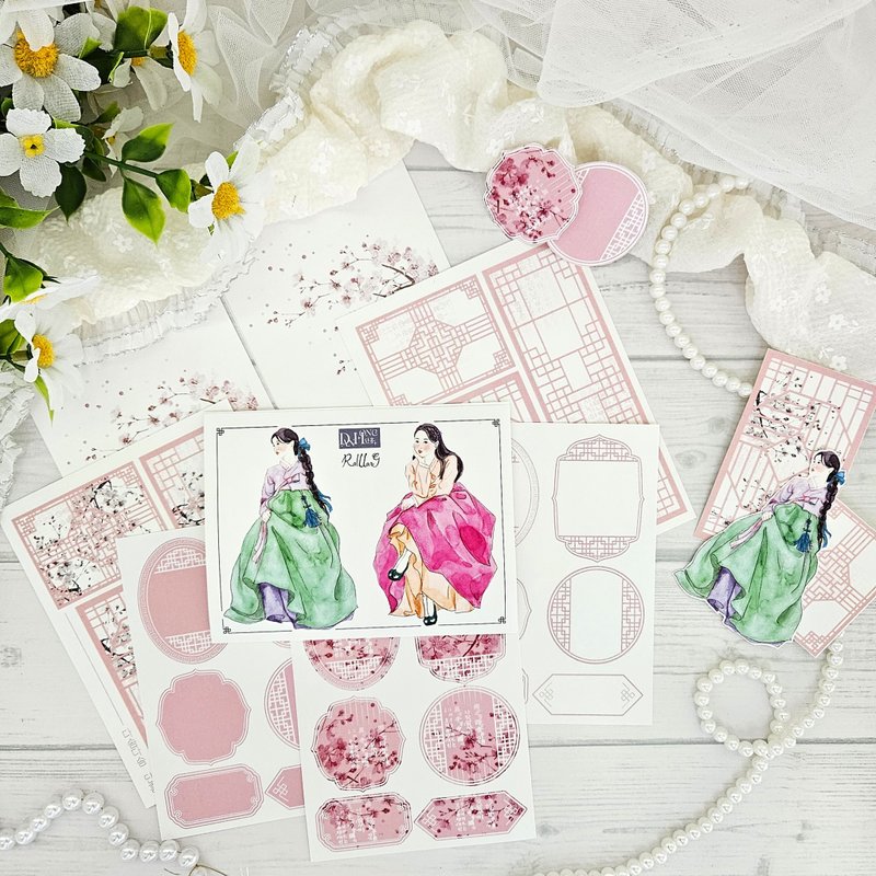 Oriental flower pakage_DasomDasom_pink - 貼紙 - 紙 
