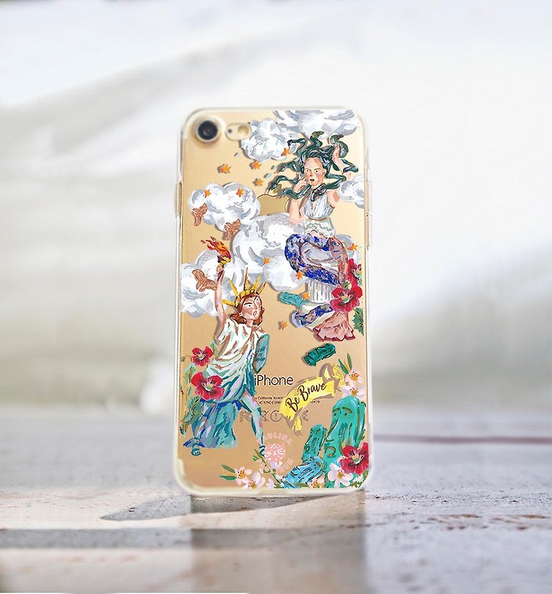 自由女神與美杜莎 iPhone XS Max手機殼 免費刻字 Samsung note 9 - 手機殼/手機套 - 塑膠 藍色