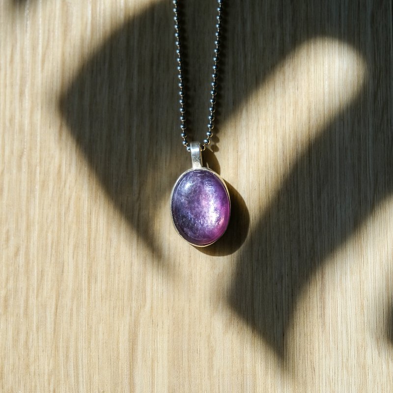 紫鋰雲母 簡約 純銀項鍊 - 項鍊 - 純銀 