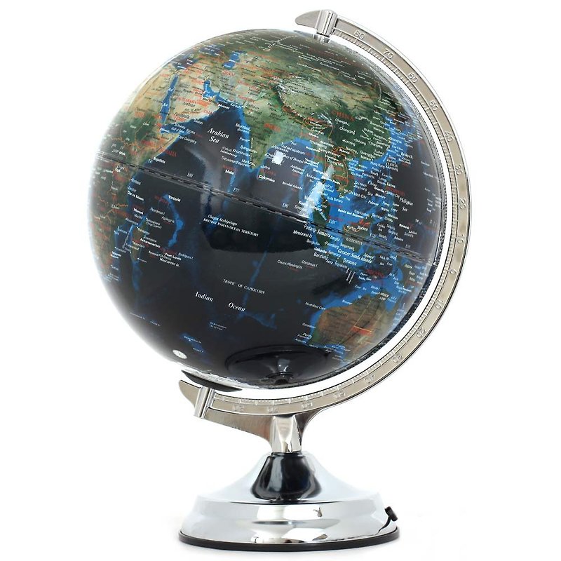 Skyglobe 12-inch Terrain and Trench Population Distribution Globe (English Version) (with lights) - Items for Display - Plastic Blue