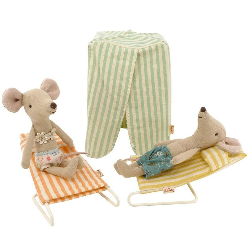 Couple Mice On Vacation - Stuffed Dolls & Figurines - Cotton & Hemp Multicolor